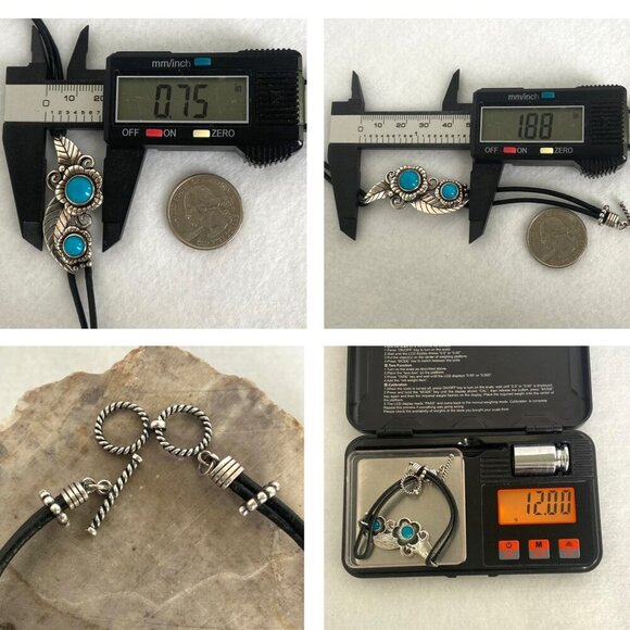 Sterling Silver 925 Dakota West Floral Leaf Turquoise Cabochon Cord Bracelet 8" - Picture 10 of 16